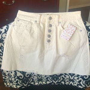 Free People worn white, cutoff skirt.  Still had the tag attached